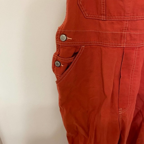 Dungaree Red Overalls denim jumpsuit Size Medium - Picture 4 of 6
